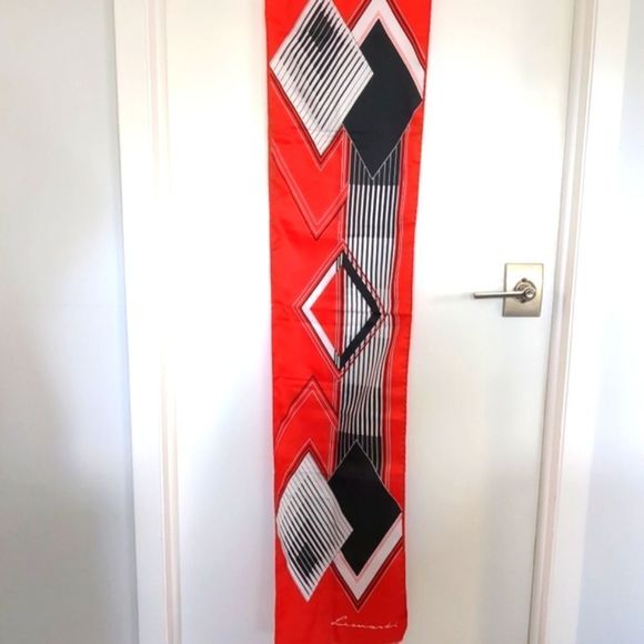 Vintage Symphony Scarfs Leonardi red and white made in Italy - Picture 5 of 11